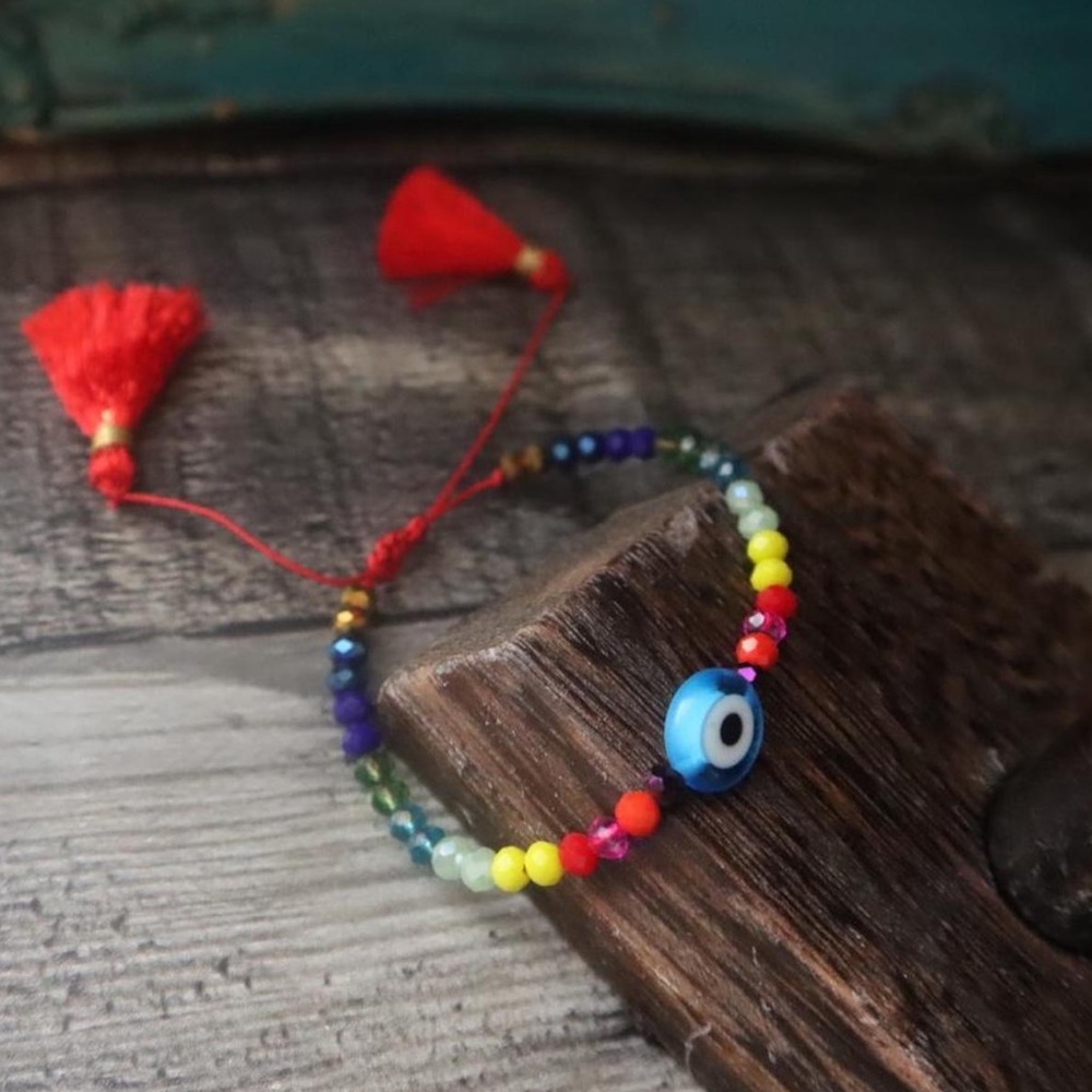 Colorful Evil Eye Tassel Bracelet